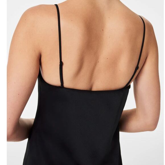 NWT Spanx Reversible Cami Black Crepe Satin Tank Top Medium Date Night Staple - Picture 7 of 9